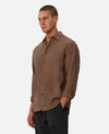 The St Martins Mens Long Sleeve Linen Shirt in Macchiato