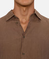 The St Martins Mens Long Sleeve Linen Shirt in Macchiato