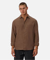 The St Martins Mens Long Sleeve Linen Shirt in Macchiato