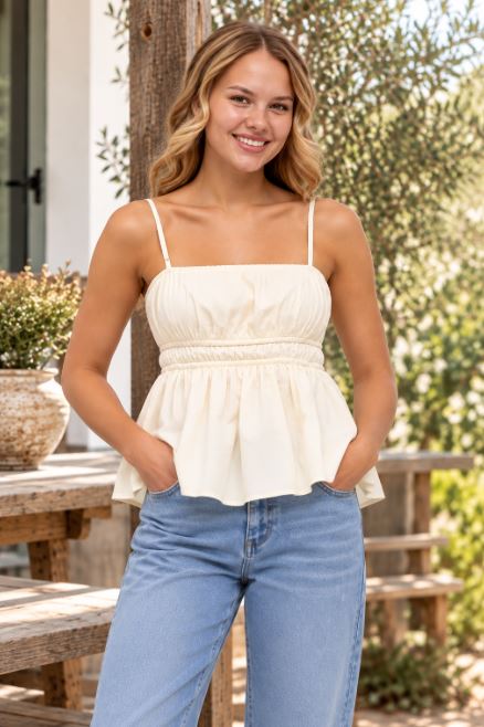 Ladies Stevie Top in Ecru
