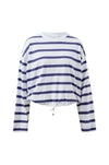 The Beau Tie Slouchy Tee in White with Polo Chocolate Stripe