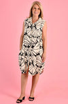 Ladies Sunday Button Dress in Seashell Black