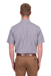 Men’s Check Short Sleeve Will Shirt with 2 Pockets in Navy Tan