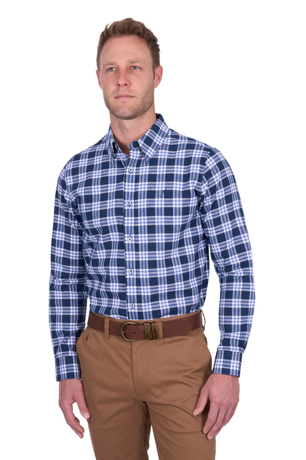 Men’s Dale Check Linen Blend Long Sleeve Shirt
