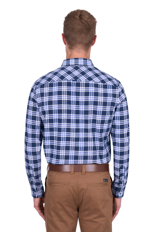 Men’s Dale Check Linen Blend Long Sleeve Shirt