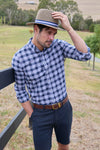 Men’s Dale Check Linen Blend Long Sleeve Shirt