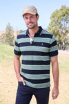 Mens Todd Tailored Short Sleeve Polo in Navy/Sage