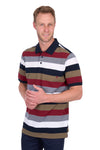 Men’s Short Sleeve Sean Stripe Polo with 1 Pocket in Navy Red