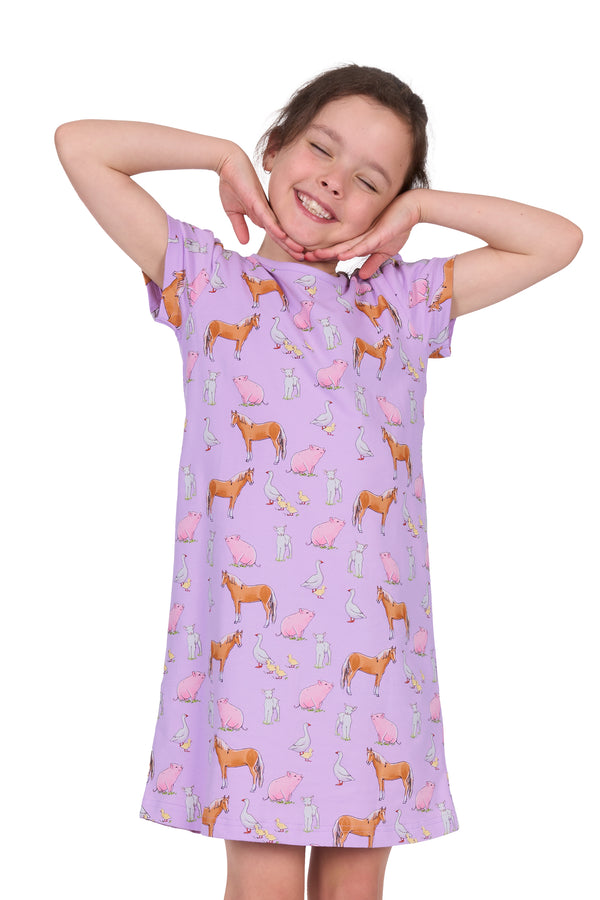 Girl’s Farm Friends Glow in the Dark Nightie in Lilac