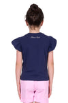 Girl's Heidi Flutter Sleeve Tee in Navy/Pink