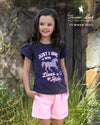Girl's Heidi Flutter Sleeve Tee in Navy/Pink