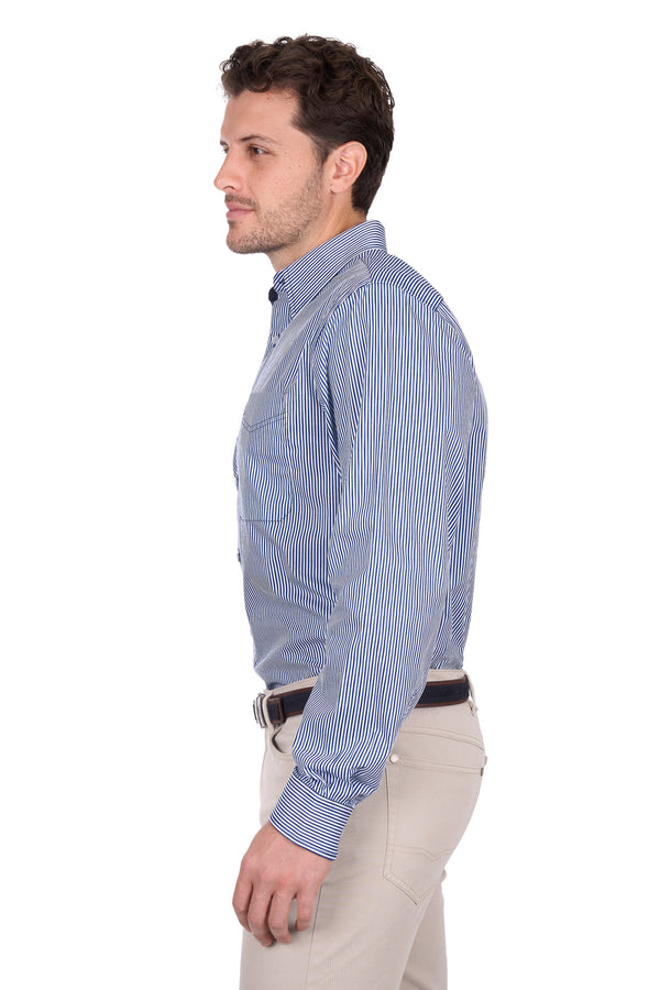 Men’s Gregory Stripe 1-Pocket Long Sleeve Shirt by Thomas Cook