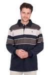 Thomas Cook Men's Bryan Stripe Rugby in Navy / Dark Tan