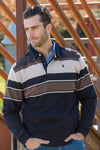 Thomas Cook Men's Bryan Stripe Rugby in Navy / Dark Tan