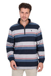 Men's Thomas Cook Nathan 1/4 Zip Stripe Rugby in Navy / Grey Marle