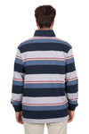 Men's Thomas Cook Nathan 1/4 Zip Stripe Rugby in Navy / Grey Marle