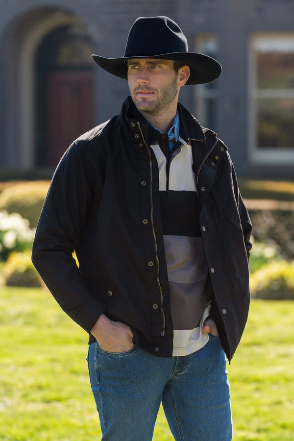 Men’s Louis Light Weight Oilskin Jacket in Black