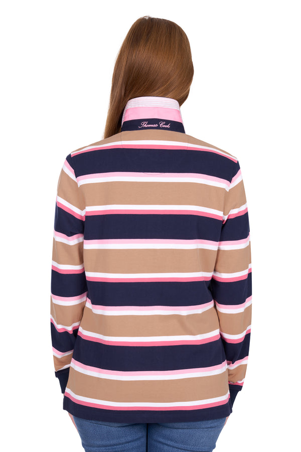 Thomas Cook Women’s Ruth Stripe Rugby in Tan/Pink