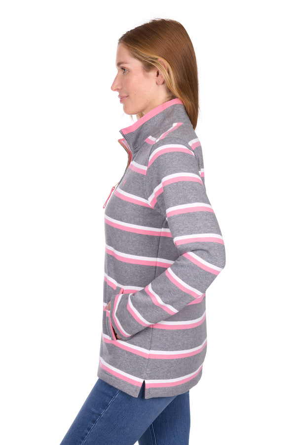 Thomas Cook Women’s Jane 1/4 Zip Stripe Rugby in Charcoal Marle