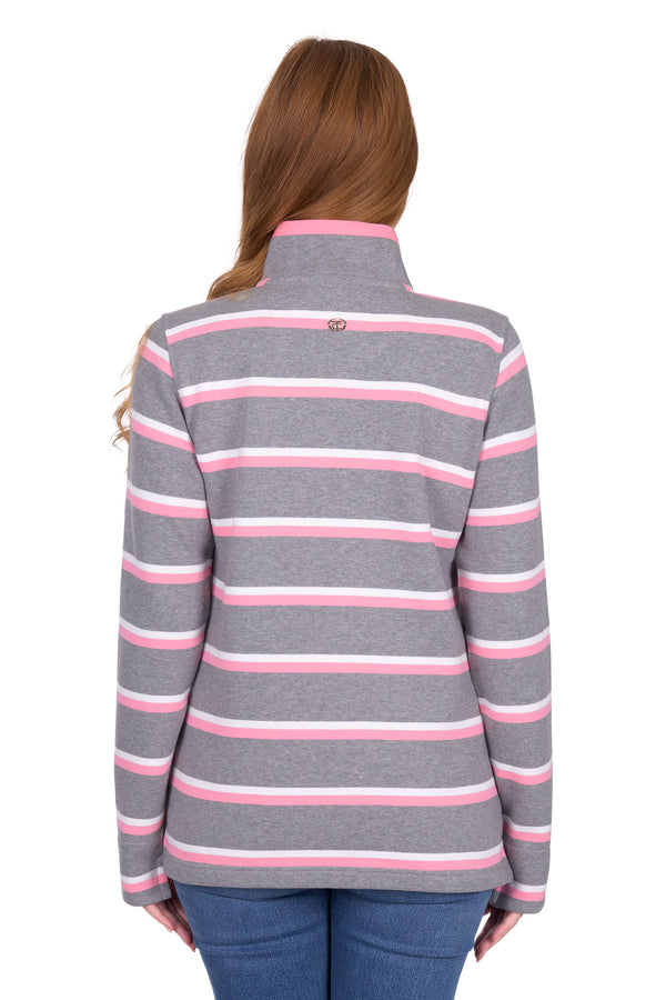 Thomas Cook Women’s Jane 1/4 Zip Stripe Rugby in Charcoal Marle