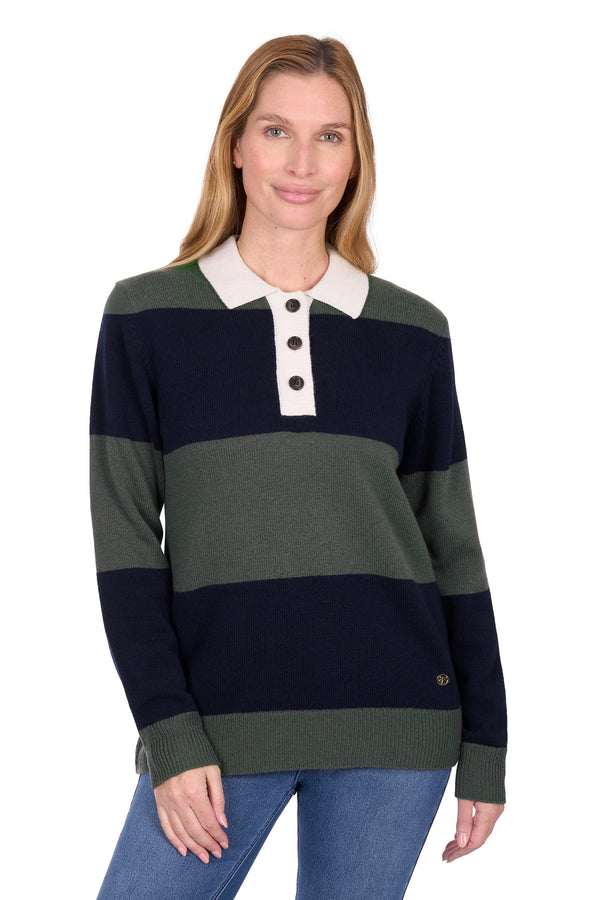 Thomas Cook Women’s Amelia Stripe Knit Jumper in Green/Navy