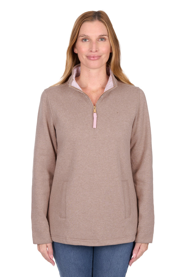 Thomas Cook Women’s Lydia 1/4 Zip Rugby in Taupe Marle