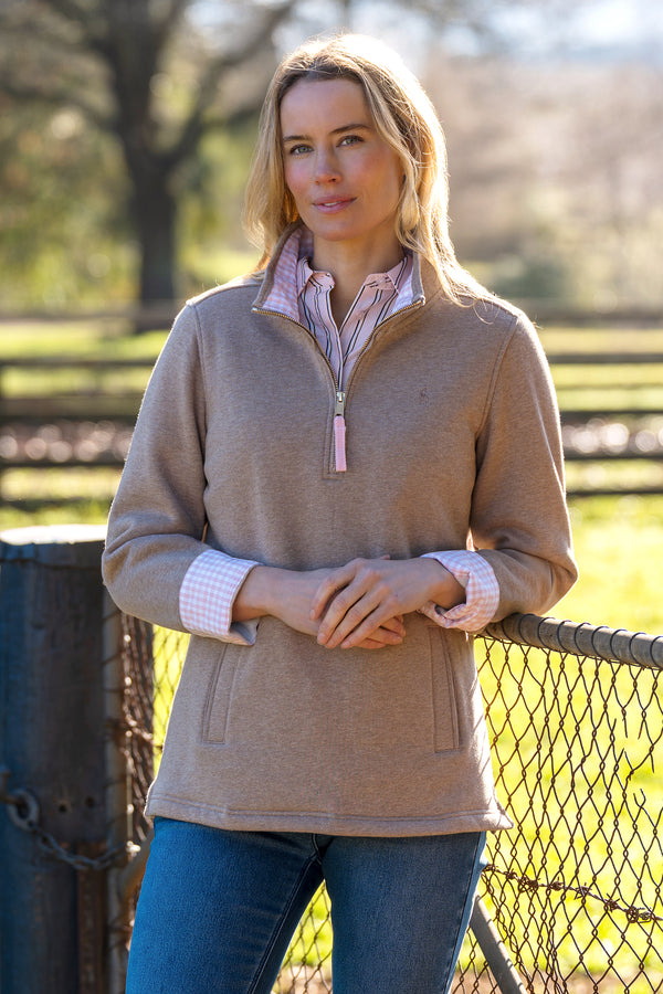 Thomas Cook Women’s Lydia 1/4 Zip Rugby in Taupe Marle