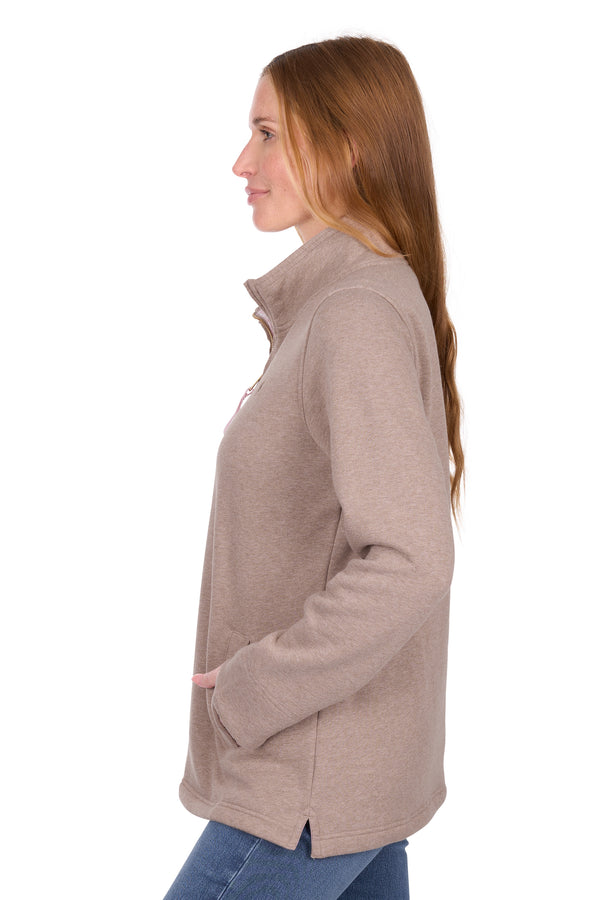 Thomas Cook Women’s Lydia 1/4 Zip Rugby in Taupe Marle