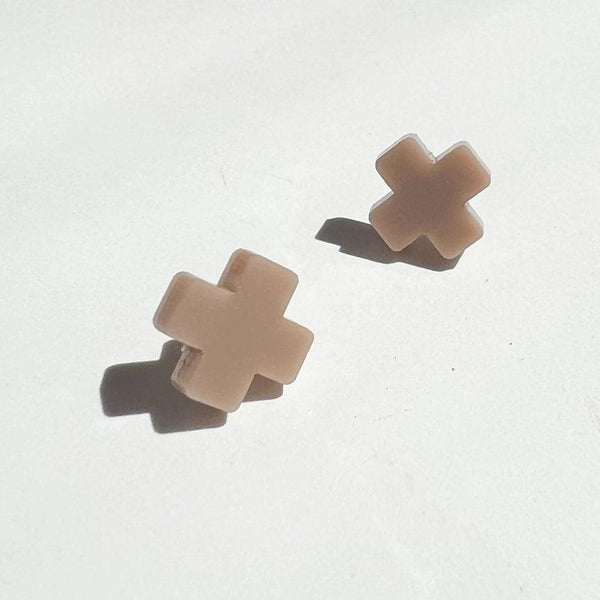 Lola Taupe Cross Stud Earrings - Folk Road