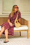 Ladies Charlotte Midi Terry Dress in Burgundy