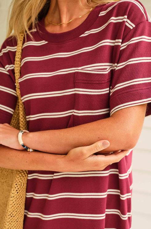 Ladies Charlotte Midi Terry Dress in Burgundy