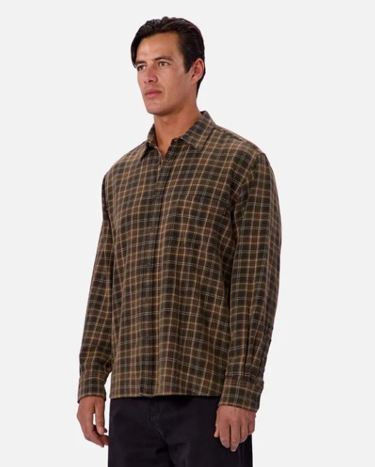 Men's Long Sleeve Shirt in Char/Maple