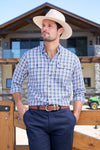 Thomas Cook Men's Thomas Long Sleeve 2 Pocket Shirt in Navy/Light Blue