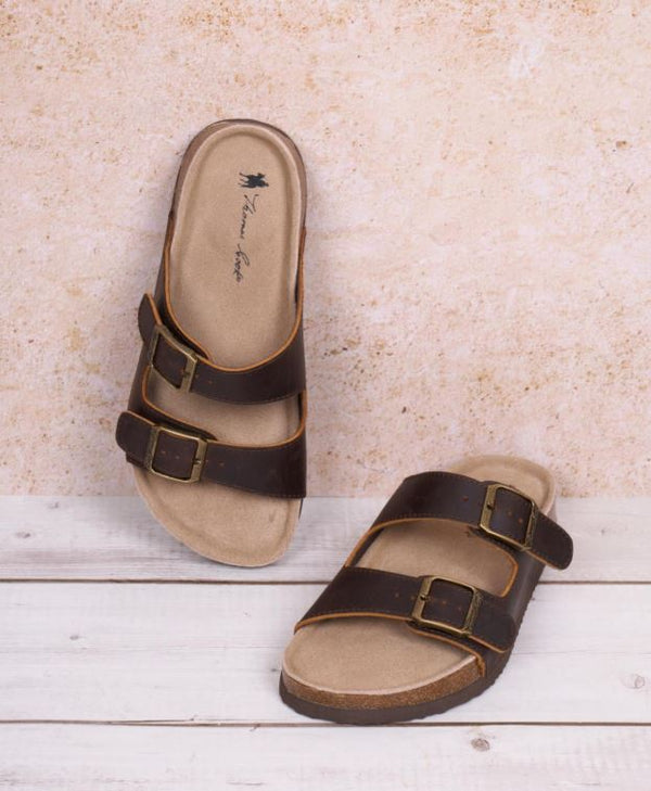 Women’s Trinity Buckle Sandal in Oiled Crazy Horse