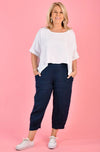 Ladies Linen Valantina Pant in Navy