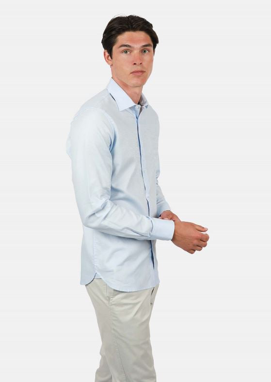James Harper Long Sleeve Waffle Shirt in Soft Blue