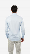 James Harper Long Sleeve Waffle Shirt in Soft Blue