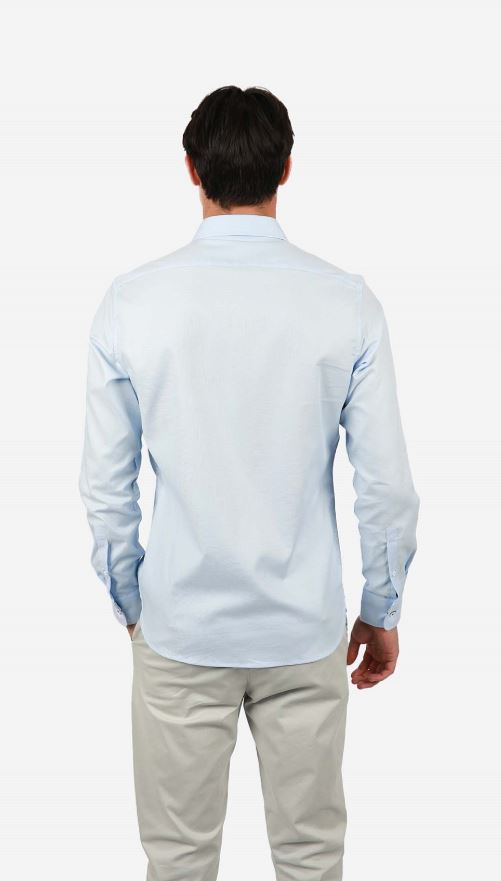 James Harper Long Sleeve Waffle Shirt in Soft Blue