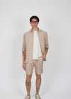 Men's Long Sleeve Linen Blend Shirt in Wheat