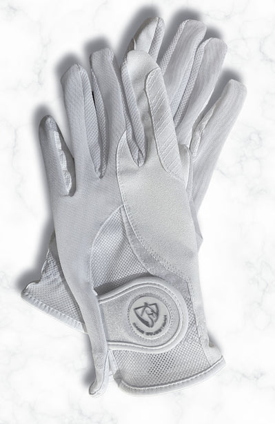 Bare Equestrian - Pro Rider Mesh Grip Gloves - White