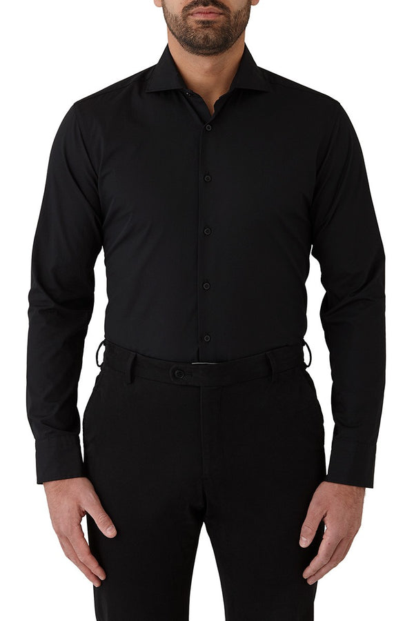 Mens Winton Long Sleeve Shirt in Black