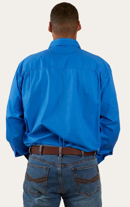 King River Men's Half Button Work Shirt in Blue