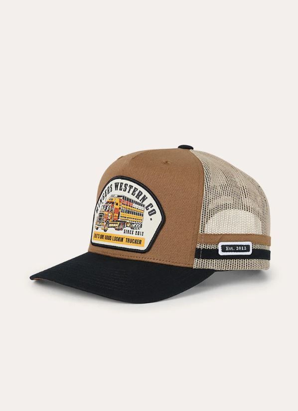 Ringers Western Workhorse Deep-Fit Trucker Cap in Clay/Black