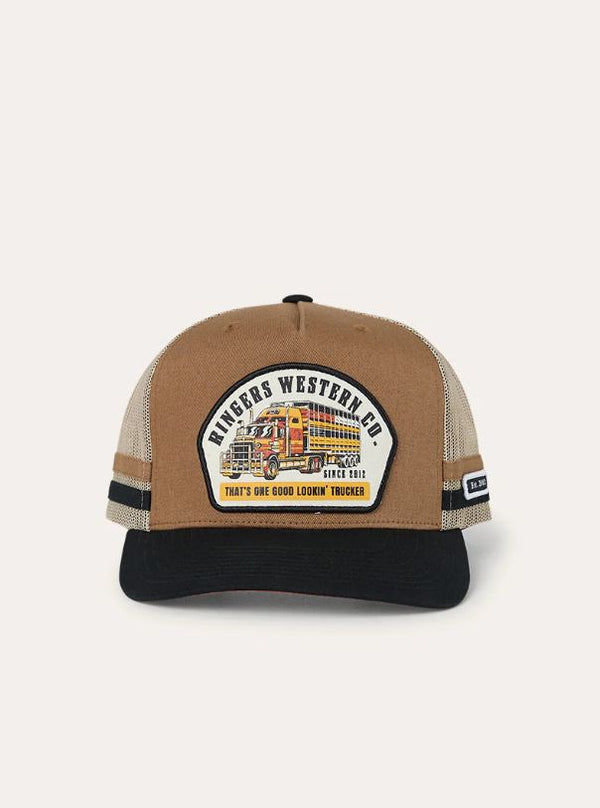 Ringers Western Workhorse Deep-Fit Trucker Cap in Clay/Black