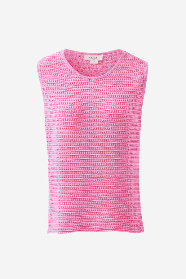 Margot Mesh Knit Tank in Hibiscus Pink