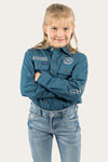 Jackaroo Kids Full Button Work Shirt in Petrol Blue/Ultimate Grey