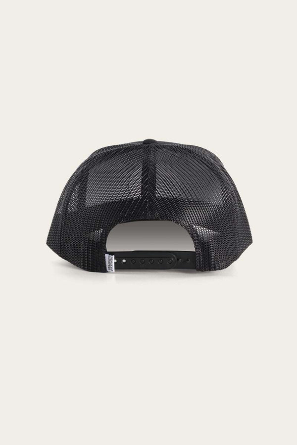 Ringers Western Signature Bull Trucker Cap in Black with Black and Pink Patch