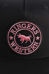 Ringers Western Signature Bull Trucker Cap in Black with Black and Pink Patch