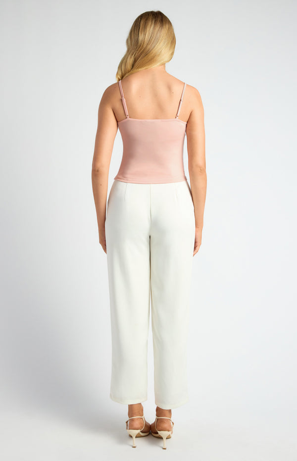 High Neck Chiffon Top with Separate Cami in Dusty Rose