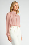High Neck Chiffon Top with Separate Cami in Dusty Rose